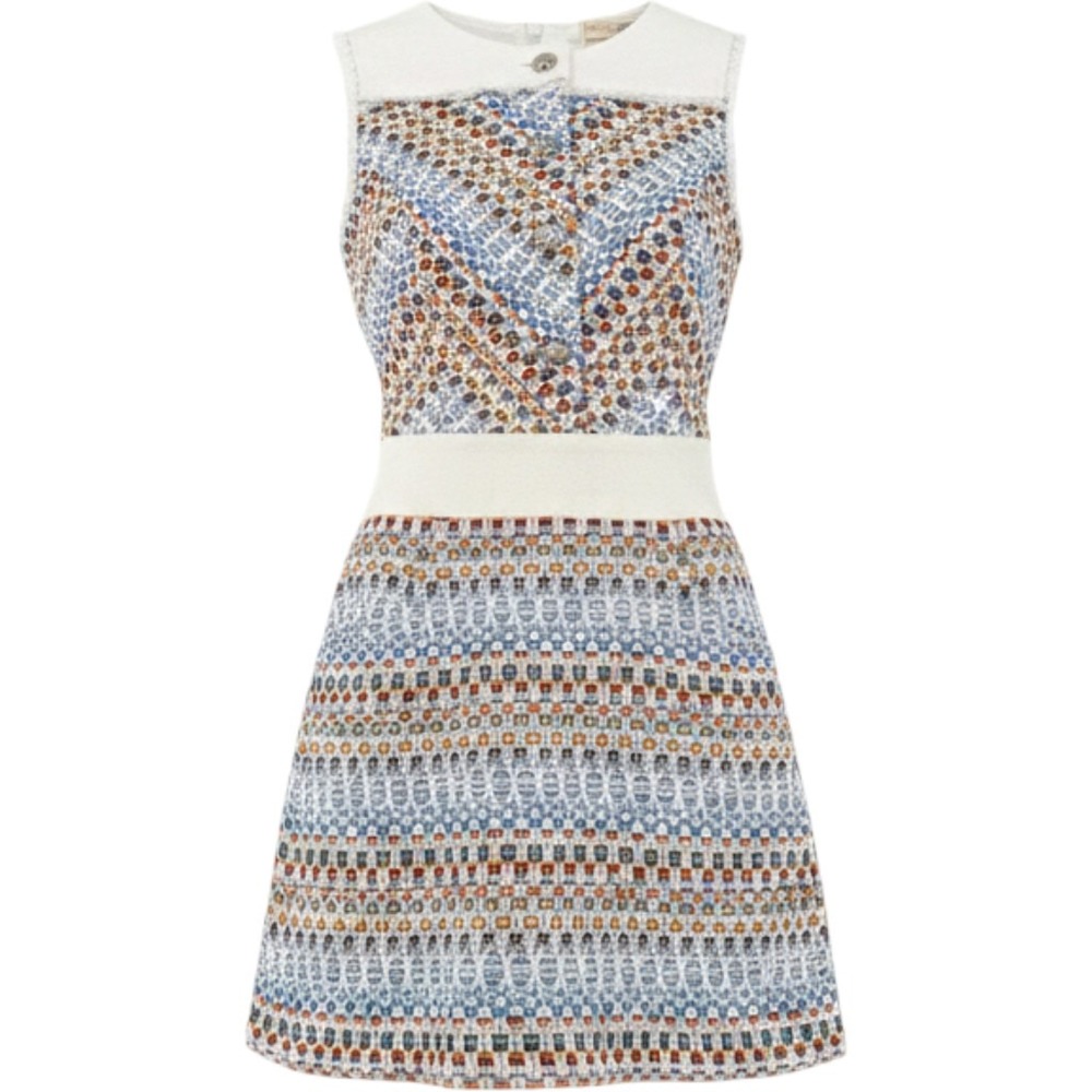 Ramy Brook Henrietta Dress Womens 00 Multi Tweed Metallic Mini Sleeveless Pocket